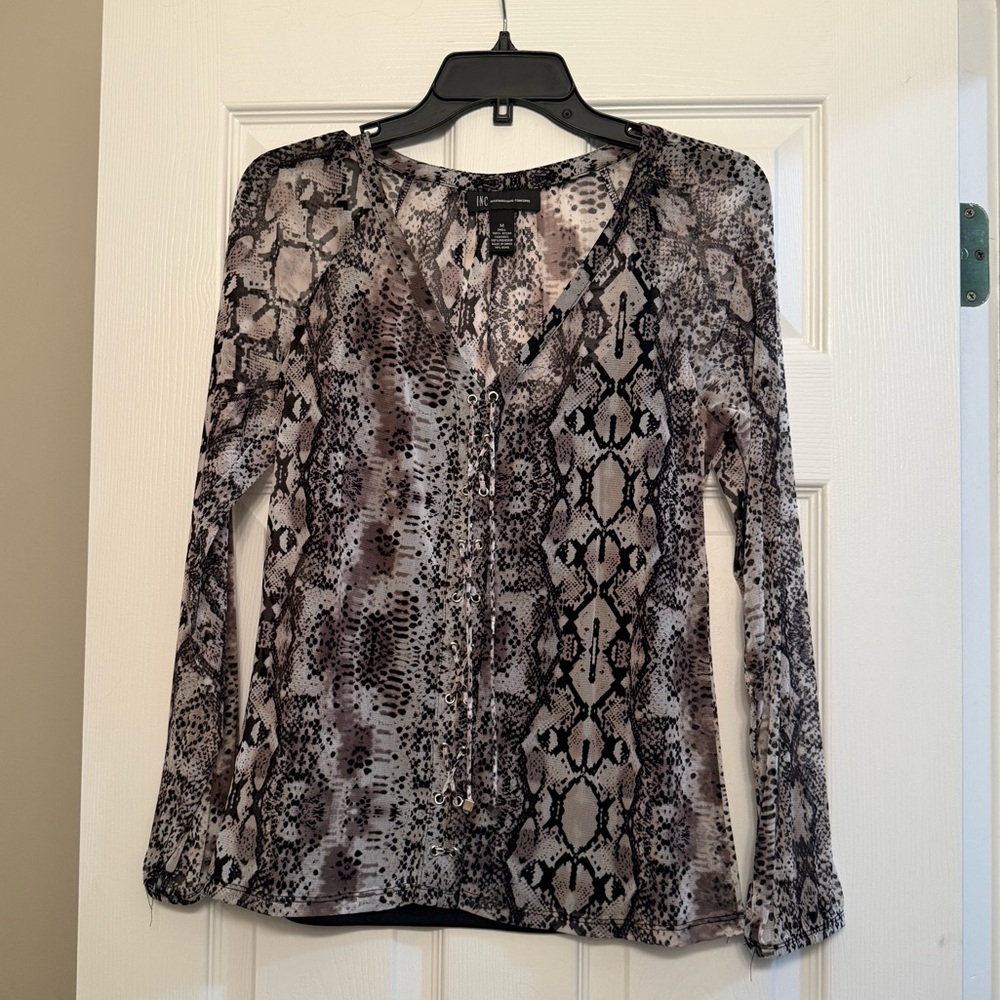 INC International Concepts Snakeskin Print Blouse